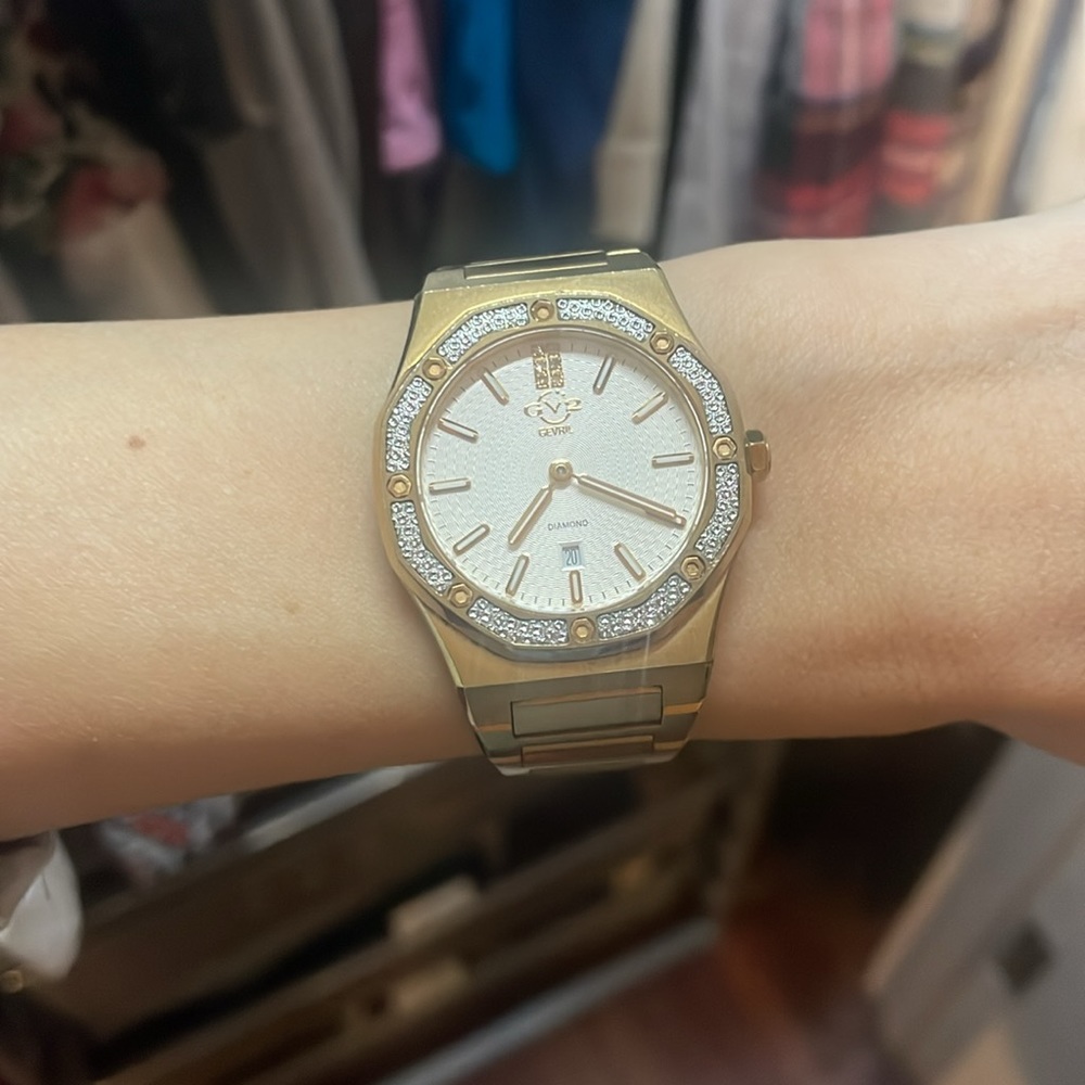 GV2 Women's Palmanova Gold-Tone Ion Plating Swiss Quartz Bracelet Watch 33mm